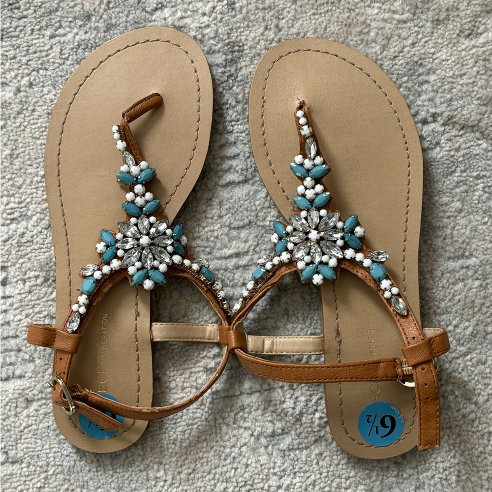 NWT BCBG Strap Beaded Sandals Size 6.5